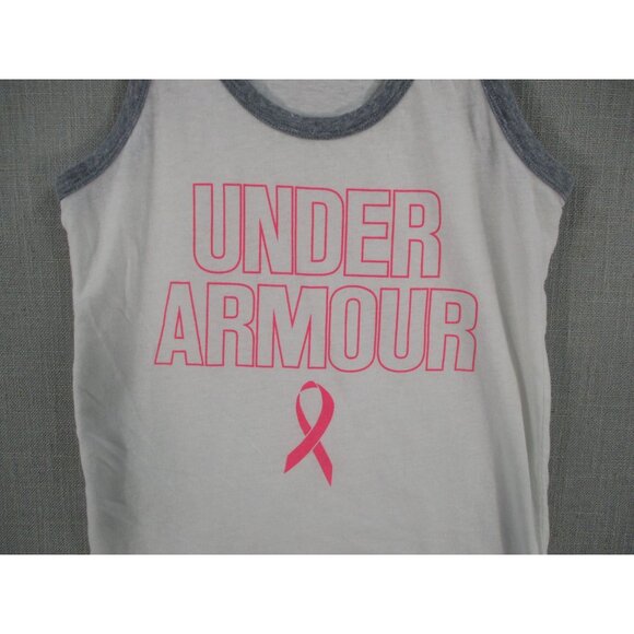 Under Armour Womens White & Gray Breast Cancer Awareness Tank Top XS - Picture 2 of 7